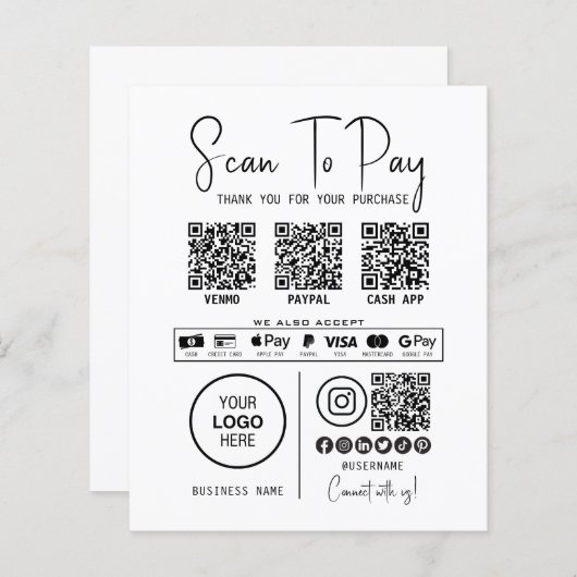 Scannen, um QR-Code-Zahlungen für Unternehmen zu b (Vorne/Hinten)