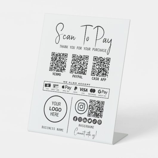 Scannen, um QR-Code-Zahlungen für Unternehmen zu b Sockelschild (Vorderseite)