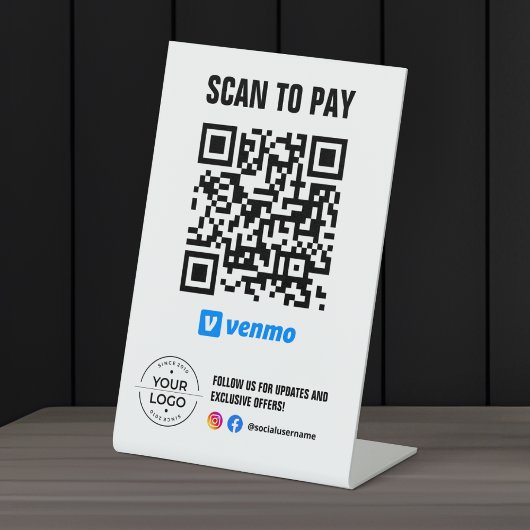 Scannen, um QR-Code-Zeichen Venmo zu bezahlen Sockelschild