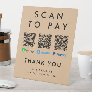 Scannen, um Venmo Cash App Paypal Multi QR Code zu Sockelschild