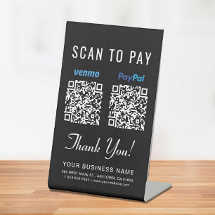Scannen, um Venmo Paypal QR Codes schwarz zu bezah Sockelschild