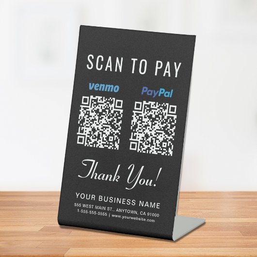 Scannen, um Venmo Paypal QR Codes schwarz zu bezah Sockelschild