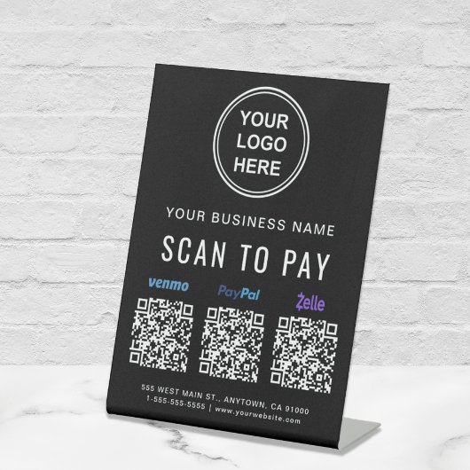 Scannen, um Venmo Paypal Zelle QR-Codes Logo zu be Sockelschild