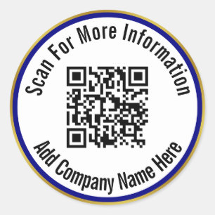 Scannen von QR-Code für Info Navy Blue White und G Runder Aufkleber