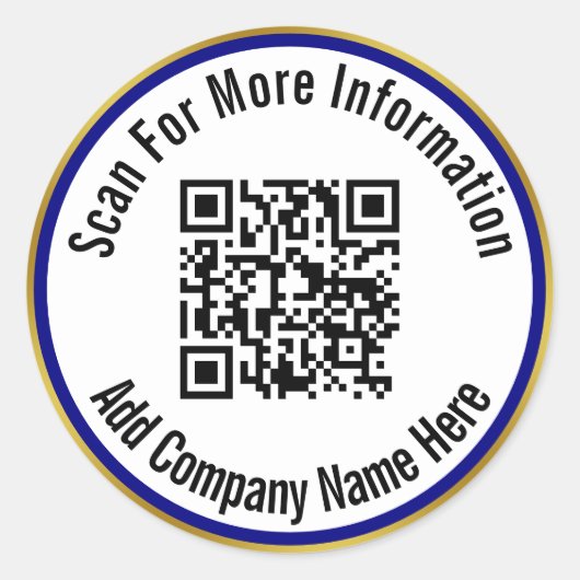 Scannen von QR-Code für Info Navy Blue White und G Runder Aufkleber (Vorderseite)