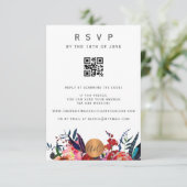 Scannen von QR CODE mit floraler, eleganter Einlad RSVP Karte (Stehend Vorderseite)