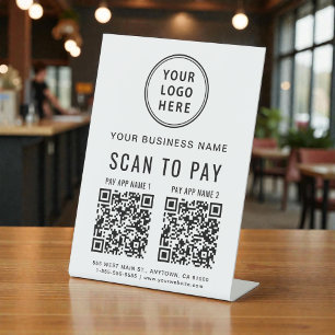 Scannen zum Bezahlen 2 QR-Codes Geschäft-Logo Sockelschild