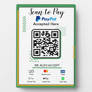 Scannen zum Bezahlen Geschäftsschild Paypal QR-C Fotoplatte