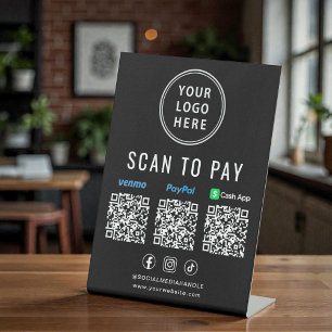 Scannen zum Bezahlen Paypal Venmo CashApp QR-Codes Sockelschild