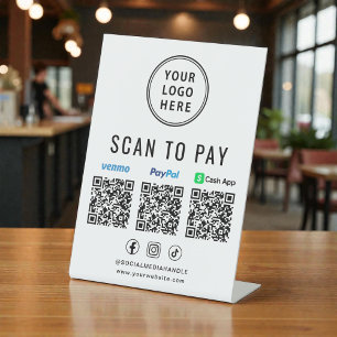 Scannen zum Bezahlen Paypal Venmo CashApp QR-Codes Sockelschild