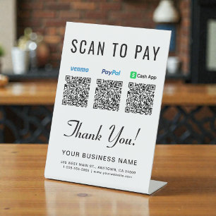 Scannen zum Bezahlen Paypal Venmo CashApp QR-Codes Sockelschild
