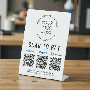 Scannen zum Bezahlen Paypal Venmo CashApp QR-Codes Sockelschild
