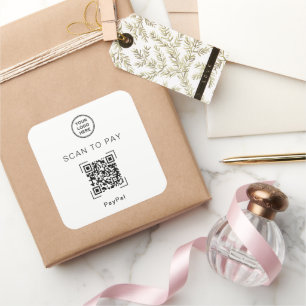 Scannen zum Bezahlen QR-Code Geschäft Quadratischer Aufkleber