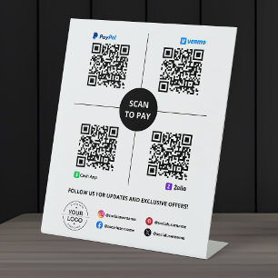 Scannen zum Bezahlen QR-Code PayPal, Venmo, Cash A Sockelschild