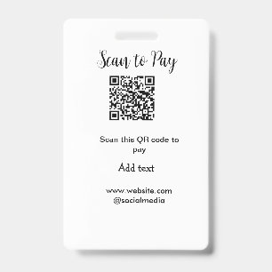 Scannen zum Bezahlen QR-Code scannen Website-E-Mai Ausweis