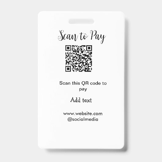 Scannen zum Bezahlen QR-Code scannen Website-E-Mai Ausweis (Vorderseite)