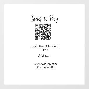 Scannen zum Bezahlen QR-Code scannen Website-E-Mai Fensteraufkleber