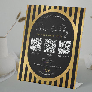 Scannen zum Bezahlen Schwarz & Gold Modernes Zahlu Sockelschild