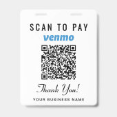 Scannen zum Bezahlen Venmo PayPal QR-Code Geschäft Ausweis (Vorderseite)