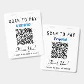 Scannen zum Bezahlen Venmo PayPal QR-Code Geschäft Ausweis (Vorder- & Rückseite)
