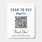 Scannen zum Bezahlen Venmo PayPal QR-Code Geschäft Ausweis (Rückseite)