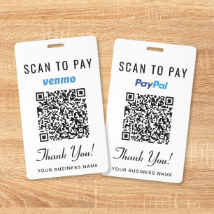 Scannen zum Bezahlen Venmo PayPal QR-Code Geschäft Ausweis