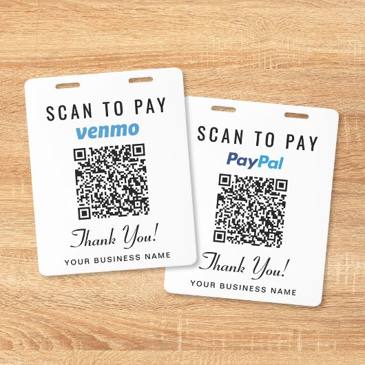 Scannen zum Bezahlen Venmo PayPal QR-Code Geschäft Ausweis