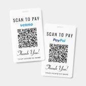 Scannen zum Bezahlen Venmo PayPal QR-Code Geschäft Ausweis (Vorder- & Rückseite)