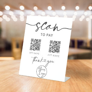 Scannen zur Bezahlung des QR-Codes für das weiße G Sockelschild