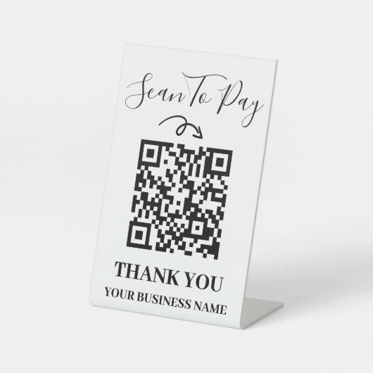 Scannen zur Bezahlung Minimalistischen schwarzen u Sockelschild (Vorderseite)