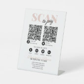 Scannen zur Bezahlung von QR-Code Modernes rosa Sk Sockelschild (Vorderseite)