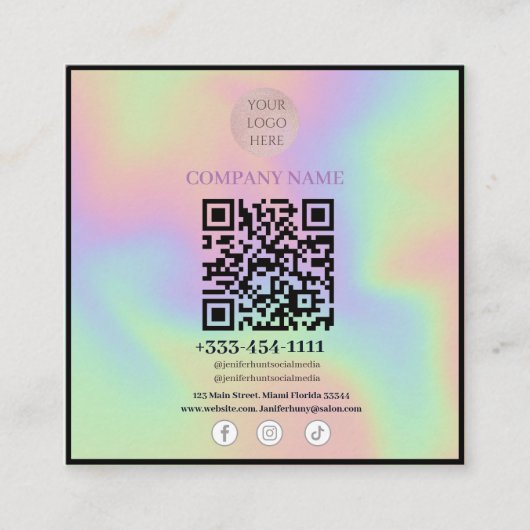Scanner-QR-Code Social Media-Visitenkarten Quadratische Visitenkarte (Vorderseite)