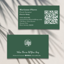 Scannergrün und weiß Florist Business Card
