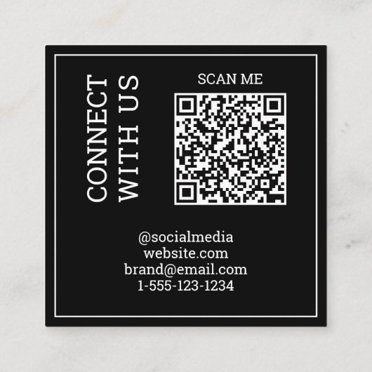 Scannierbarer QR-Code Modernes, digitales Schwarz  Quadratische Visitenkarte (Rückseite)