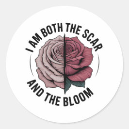 Scar & Bloom – Heilende Rosen-Sticker Runder Aufkleber