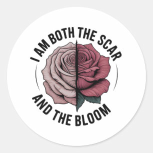 Scar & Bloom – Heilende Rosen-Sticker Runder Aufkleber