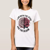 Scar & Bloom Minimalist Half-Rose Half-Narbe T-Shirt (Vorderseite)