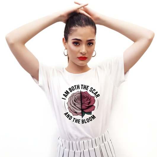 Scar & Bloom Minimalist Half-Rose Half-Scar T-Shirt