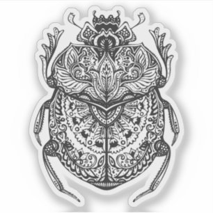 Scarab Ägyptische New Age schwarz-weiße Hand gezog Aufkleber