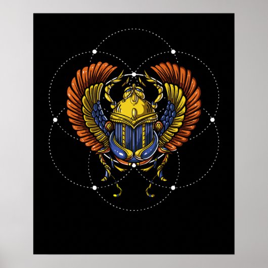 Scarab Käfer Ägyptisches Symbol Sacred Geometry Poster (Vorne)
