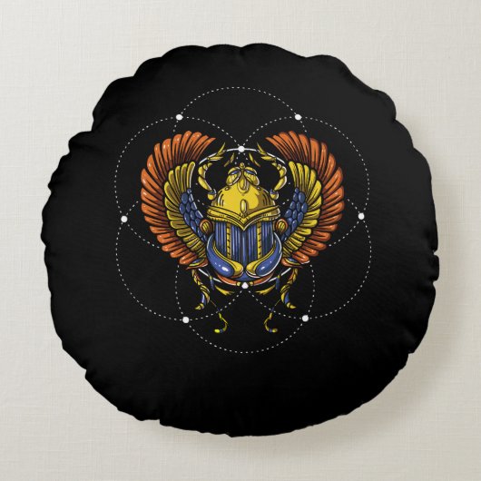 Scarab Käfer Ägyptisches Symbol Sacred Geometry Rundes Kissen (Vorderseite)