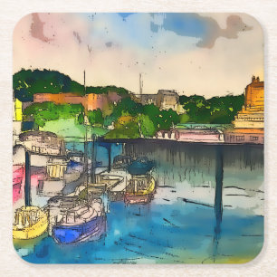 Scarborough Aquarell  Rechteckiger Pappuntersetzer