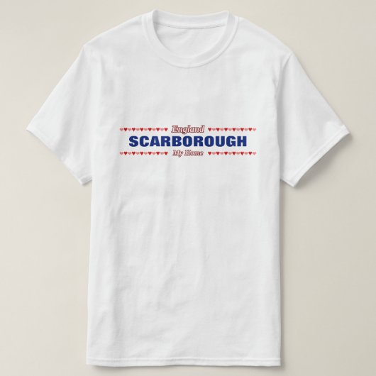 SCARBOROUGH - mein Zuhause - England; Rote u. rosa T-Shirt (Design vorne)