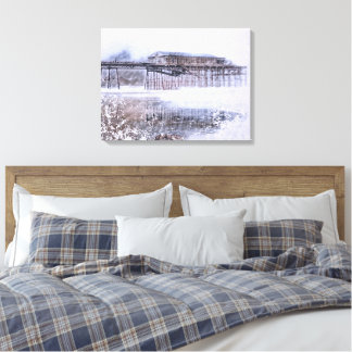 Scarborough North Bay Pier - Aquarell im Vintage-S Leinwanddruck