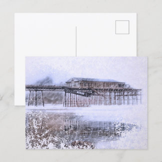 Scarborough North Bay Pier - Vintage Watercolour Postkarte