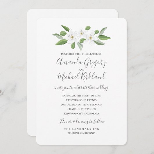 Scarborough Sage Monogram Wedding Suite Einladung (Vorne/Hinten)