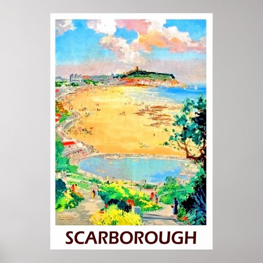Scarborough-Strand, Landschaft, Vintage Poster (Vorne)