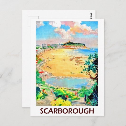 Scarborough-Strand, Landschaft, Vintage Postkarte (Vorne/Hinten)