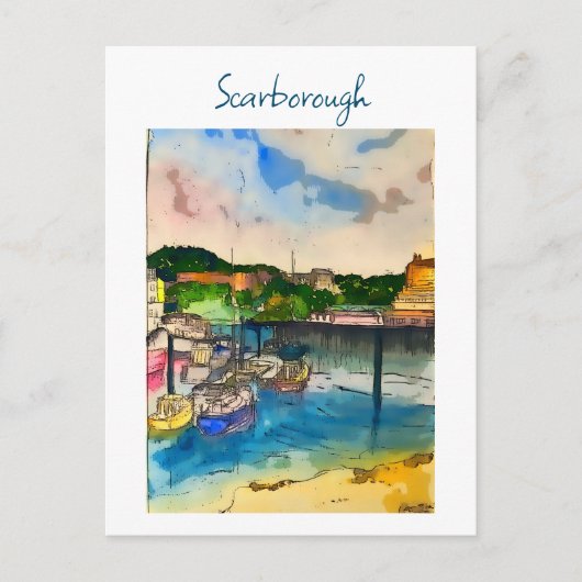 Scarborough Watercolor Postkarte (Vorderseite)