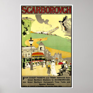 Scarborough, Yorkshire England Vintage Travel Poster